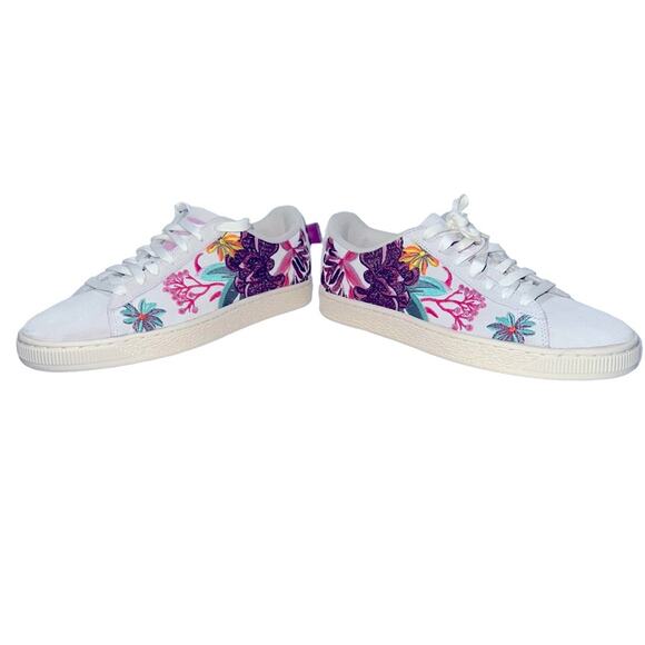 PUMA Suede Hyper Embroidered Women’s sneaker, size 8, color whisper white/orchid - Picture 2 of 11